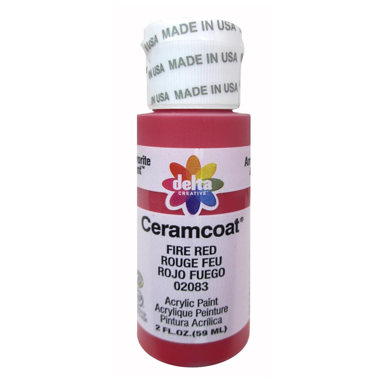 Delta Ceramcoat Acrylic Paint 2oz Fire Red – Multi-Surface Craft & Wood Paint for Painting Supplies, Canvas, DIY Projects, Artists & Hobbyists